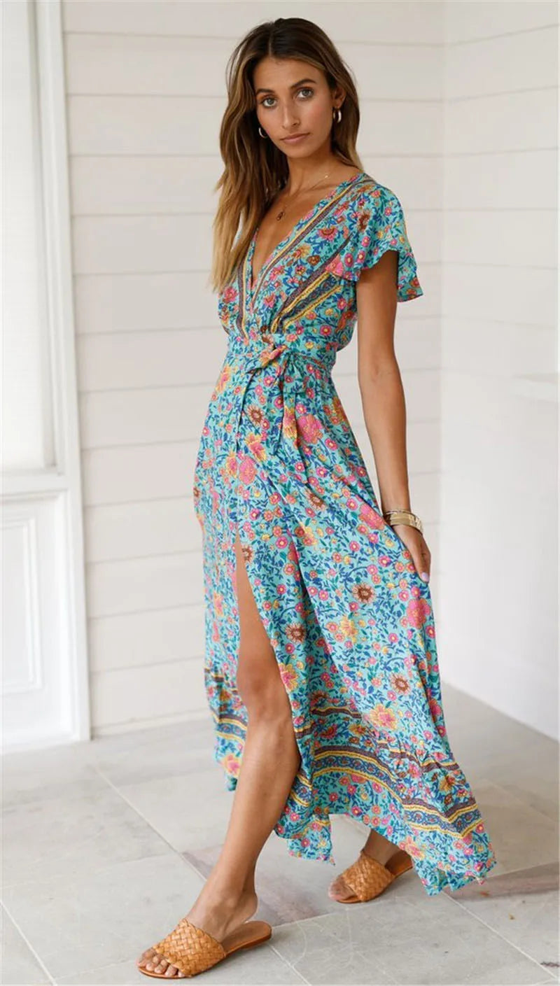 Robe boheme fleurie-Robe Parfaite