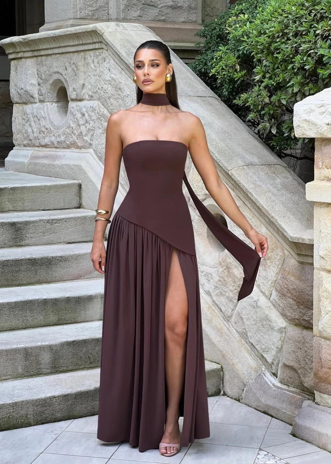 Robe bustier fendue