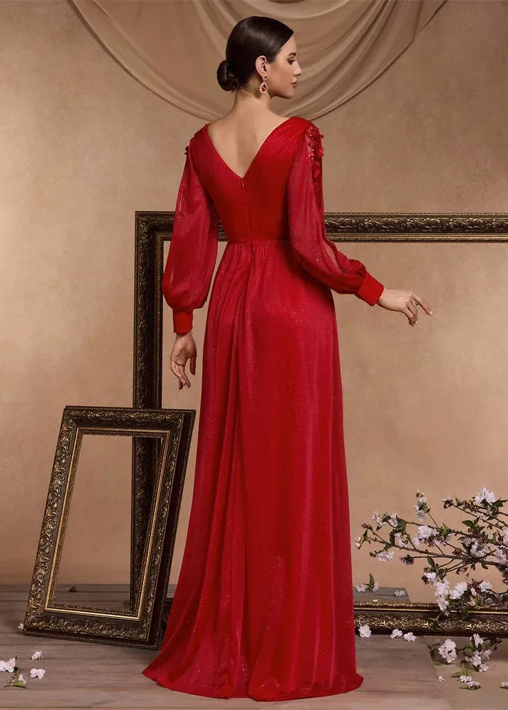 Robe de bal rouge brillante