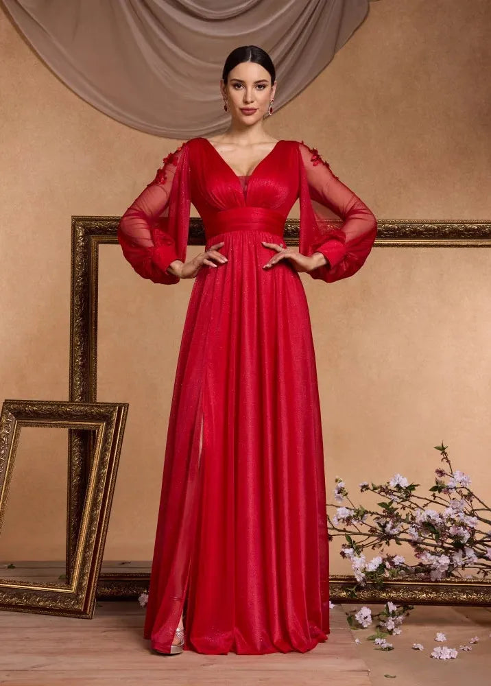 Robe de bal rouge brillante