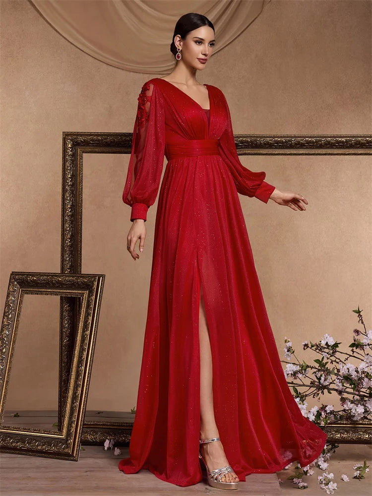 Robe de bal rouge brillante