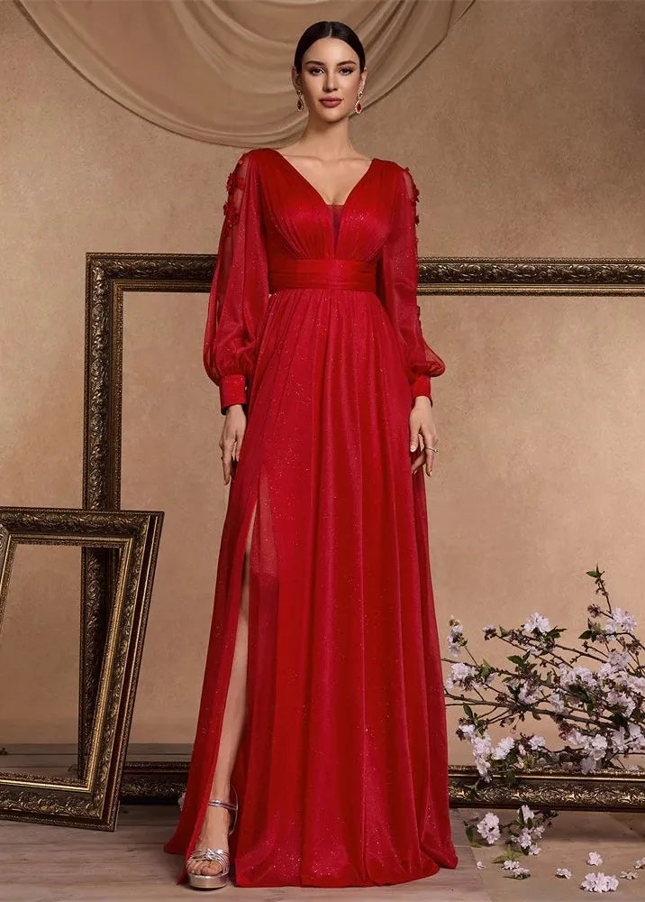 Robe de bal rouge brillante