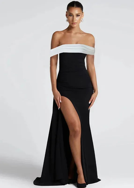 Robe de soirée col bardot