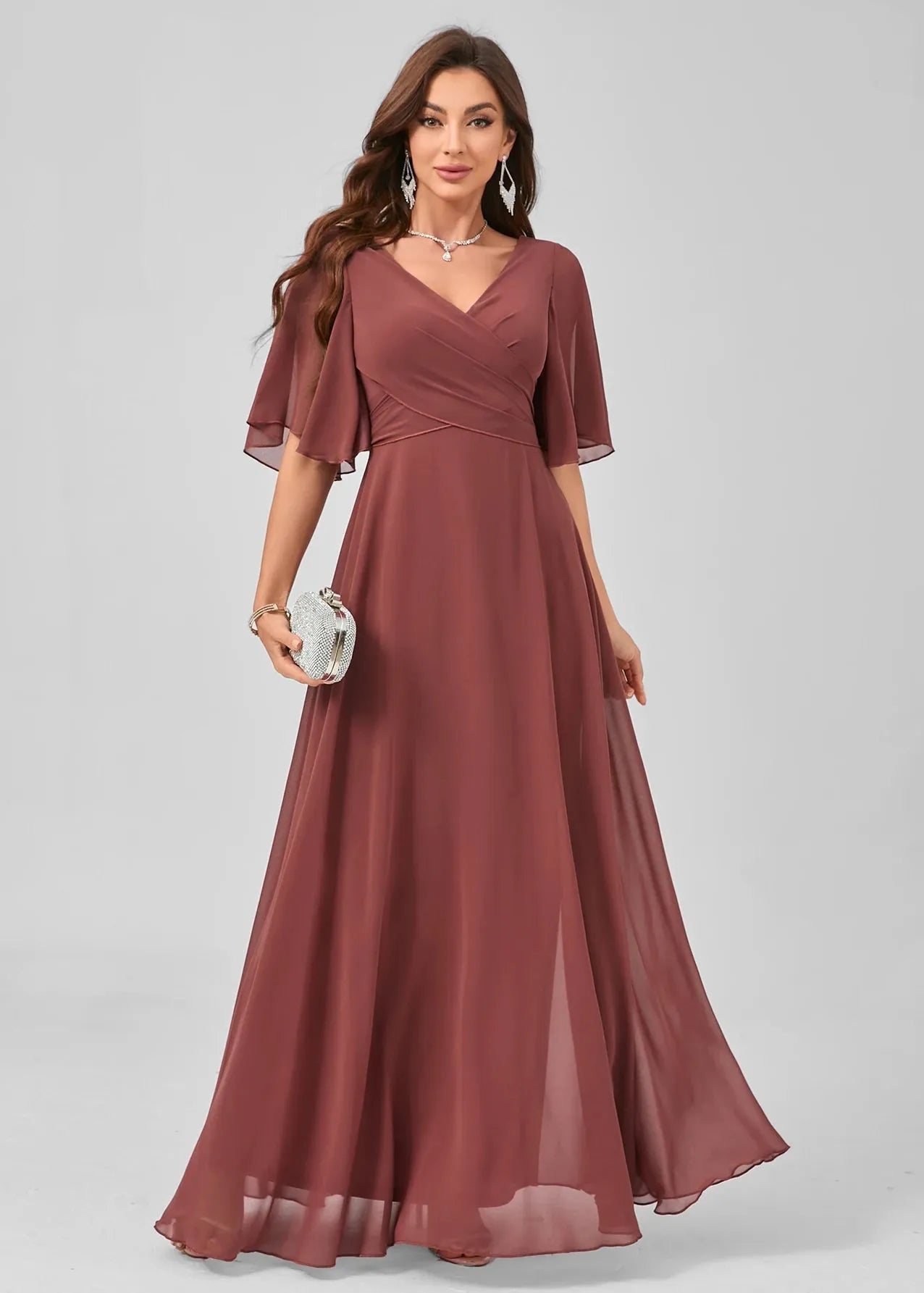Robe demoiselle d'honneur terracotta mousseline