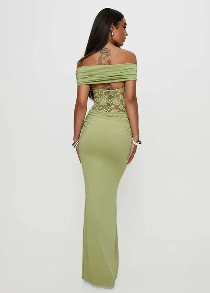 Robe dentelle verte-Robe Parfaite