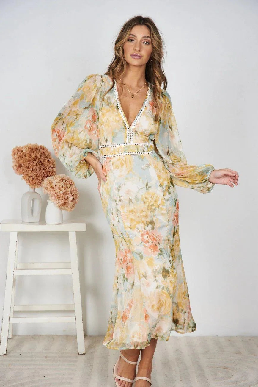 Robe fleurie chic pour mariage-Robe Parfaite