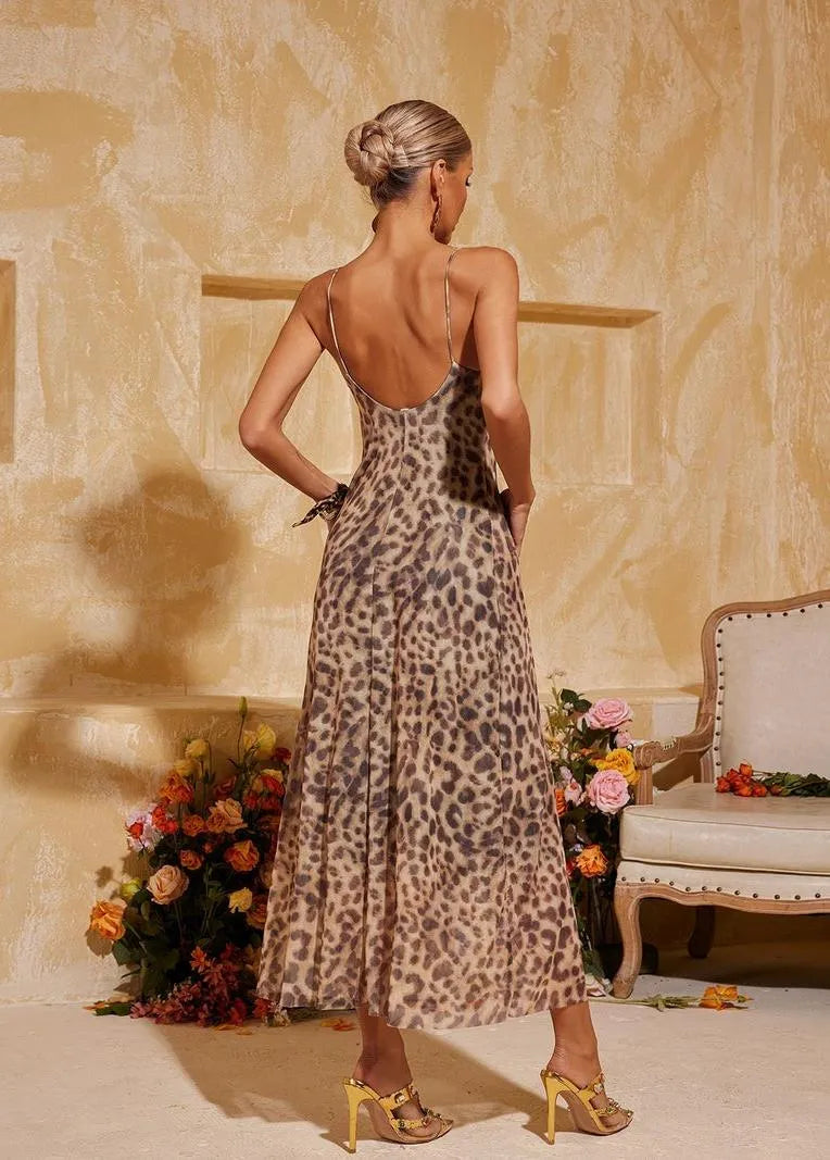 Robe leopard longue
