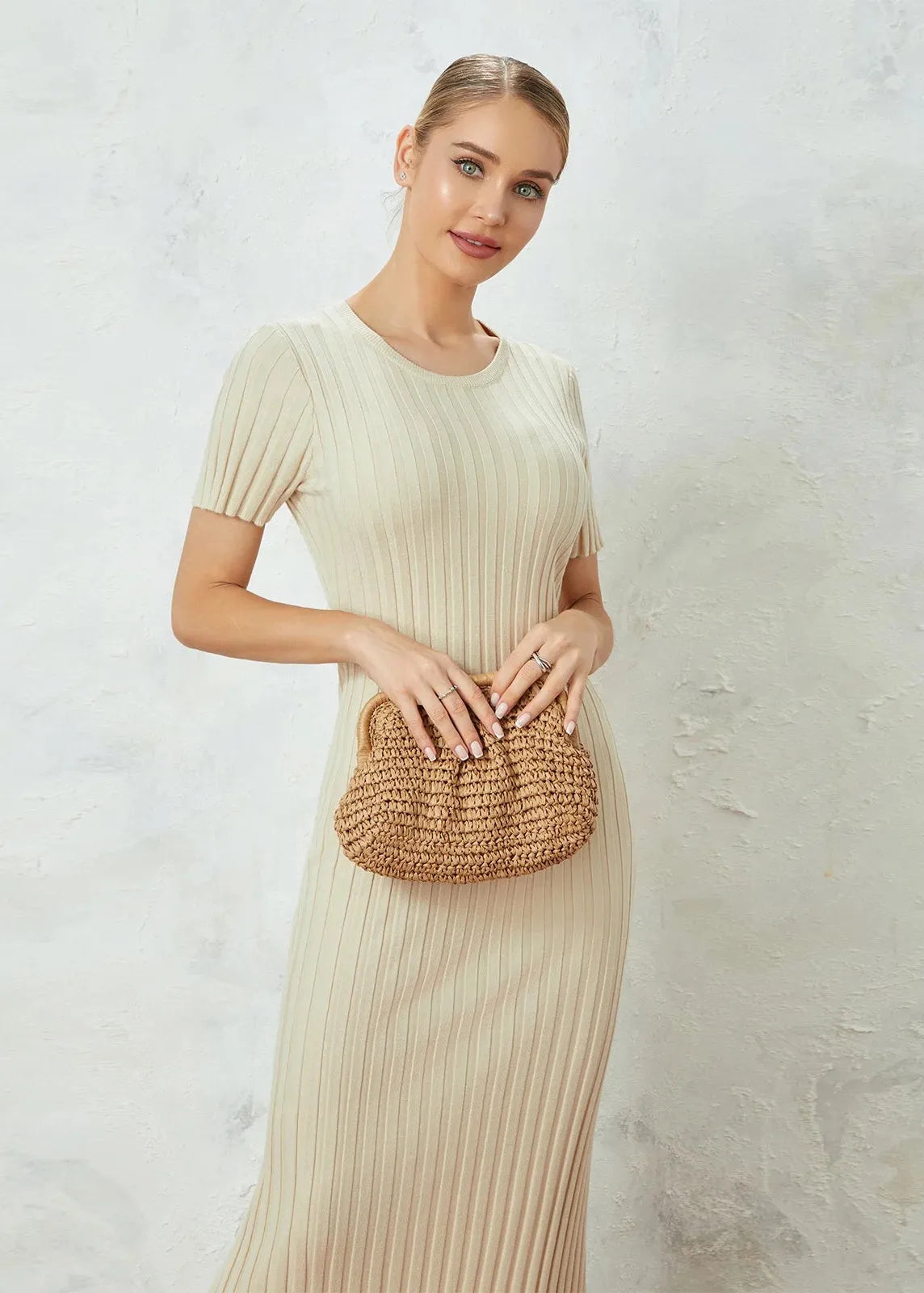 Robe longue beige
