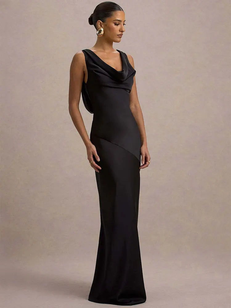 Robe longue col bénitier