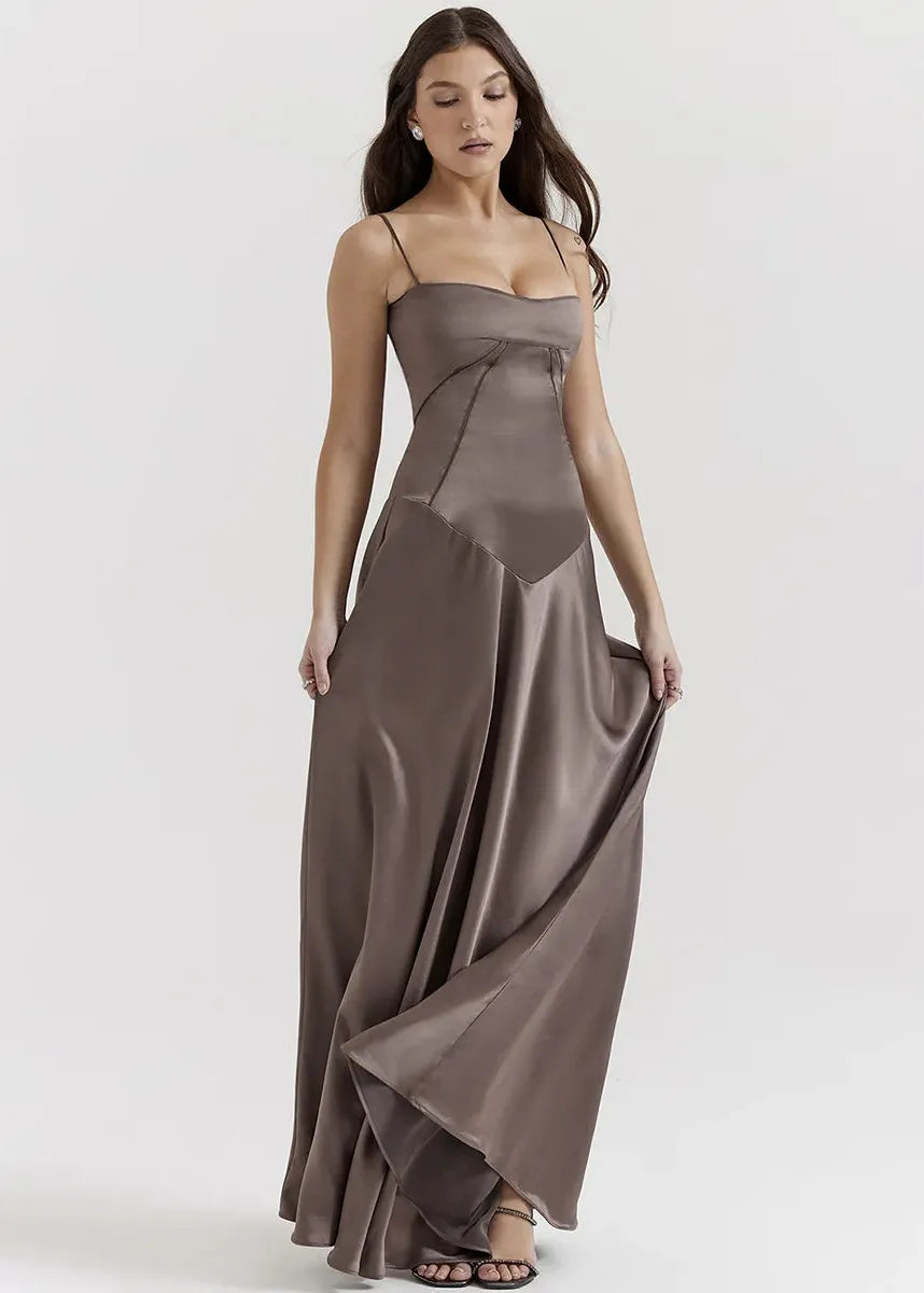 Robe longue taupe