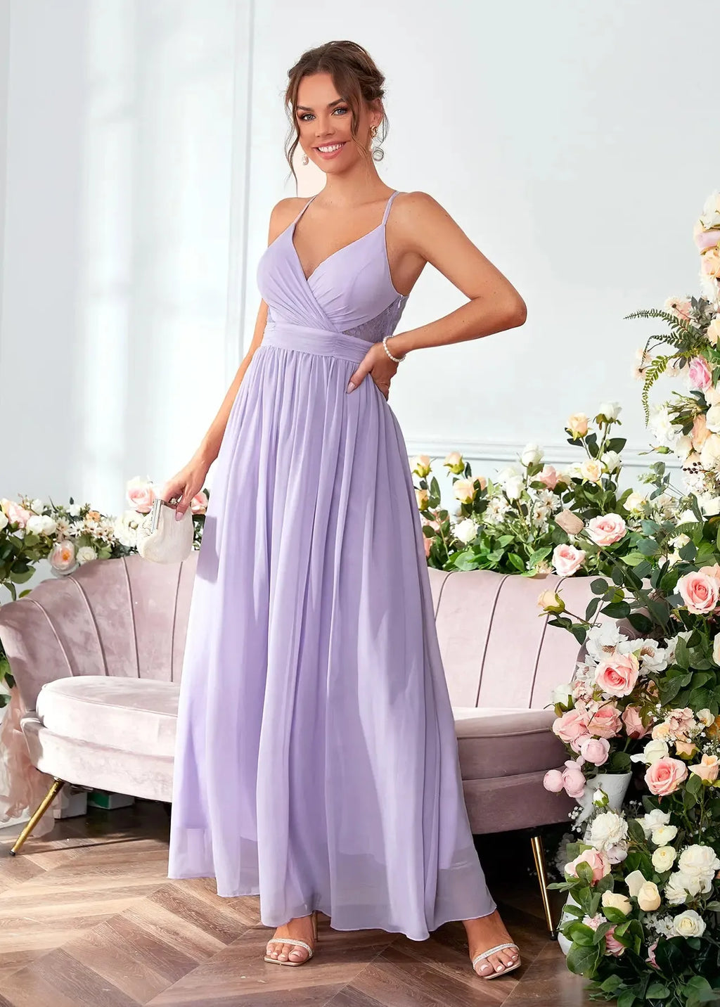 Molyneux Rosa Robe Robe mousseline lilas