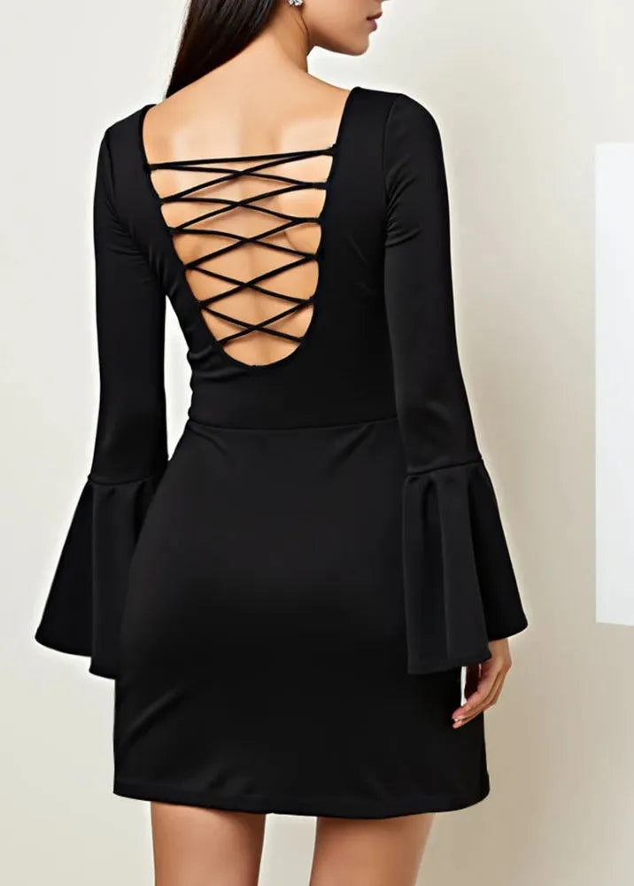 Robe noire dos croisé-Robe Parfaite