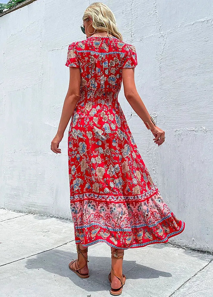 Robe rouge boheme-Robe Parfaite
