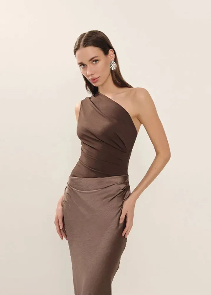 Robe de soirée marron glacé