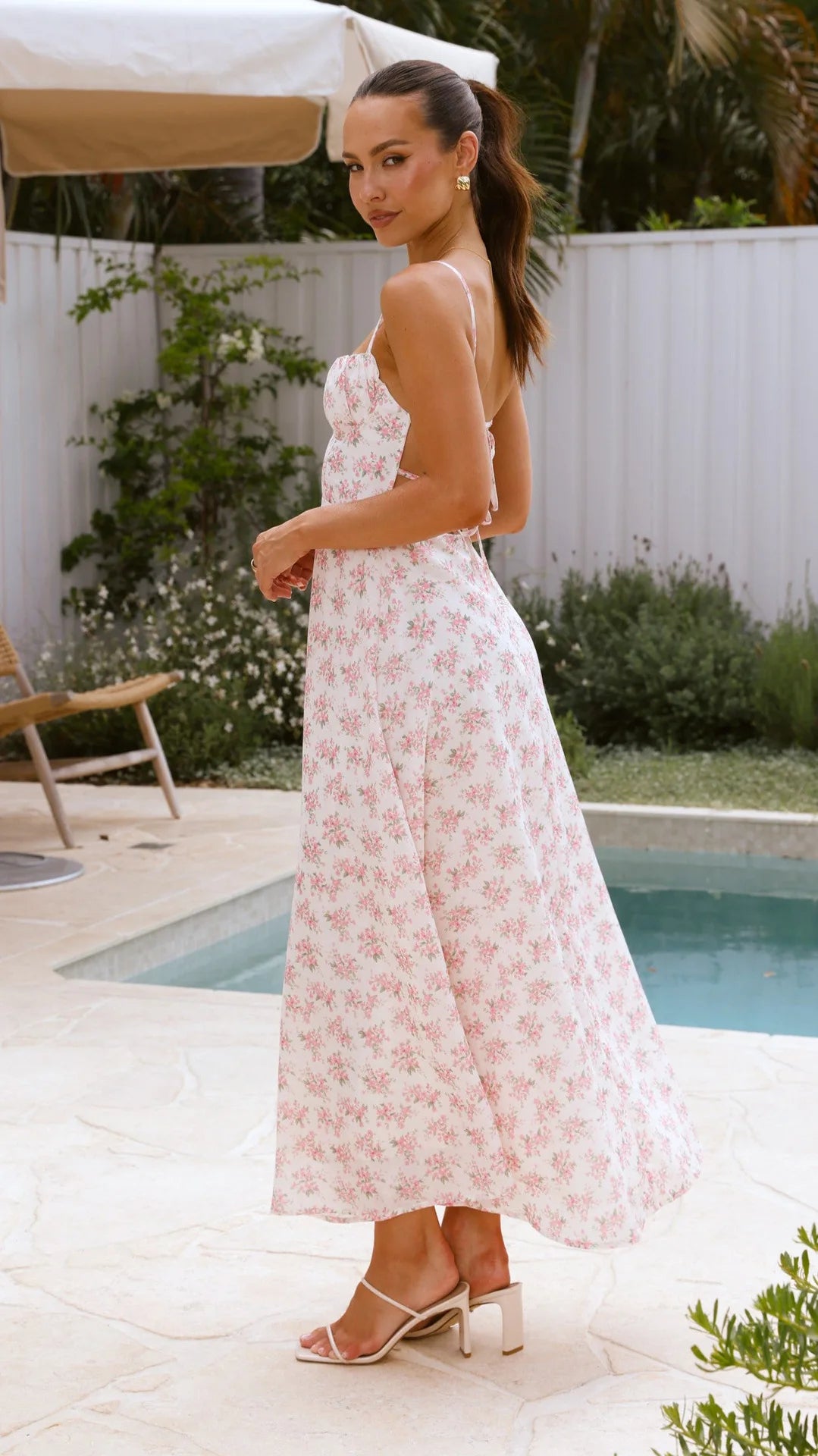 Robe longue bretelle fleurie