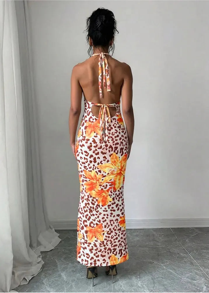 Robe léopard et fleurs