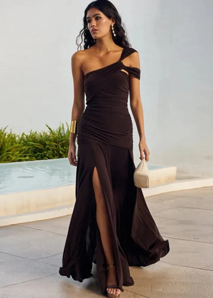 Robe longue marron chocolat