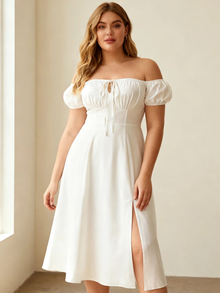 Robe blanche champêtre grande taille