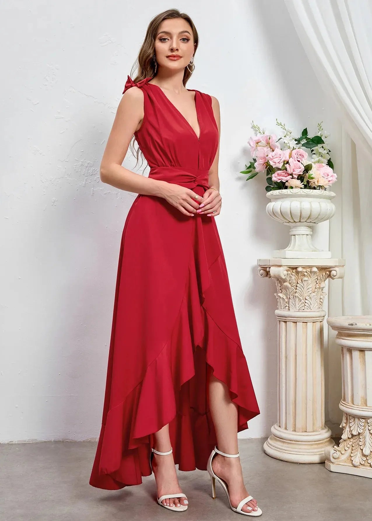 Robe longue portefeuille rouge
