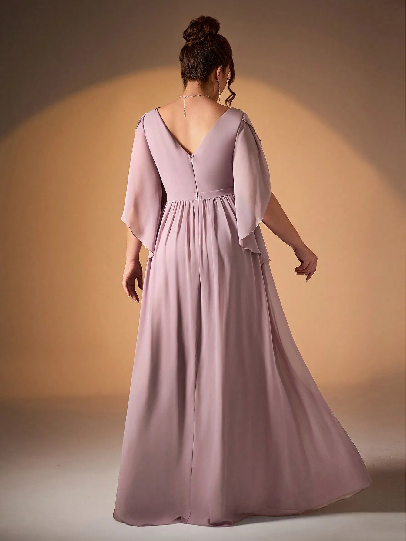 Robe demoiselle d'honneur grande taille rose poudré