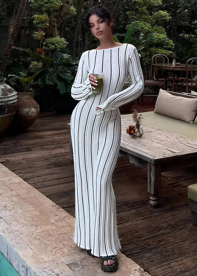 Robe maille rayée