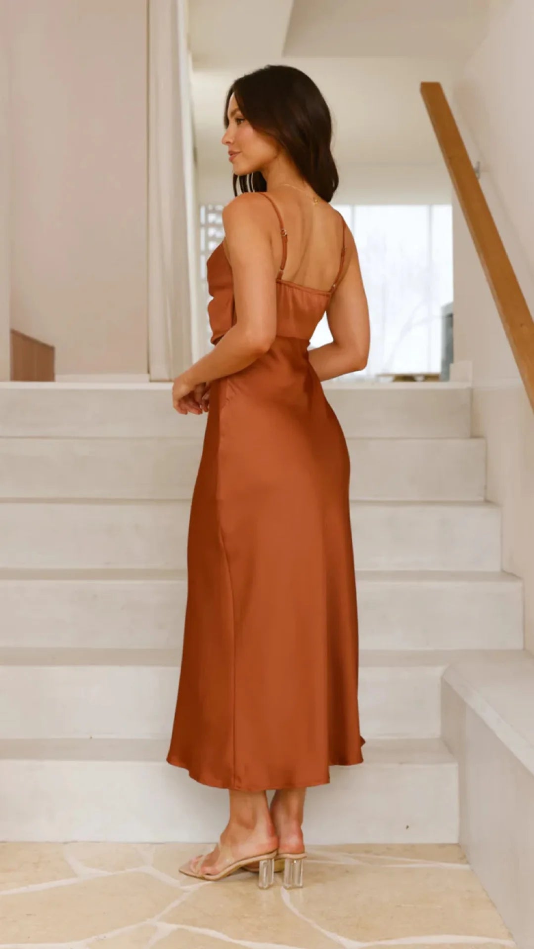 Robe satin terracotta