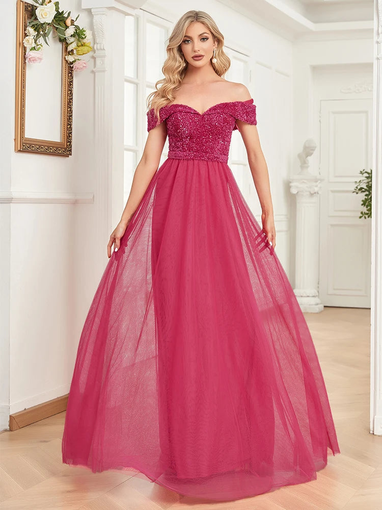 Robe de bal rose en tulle