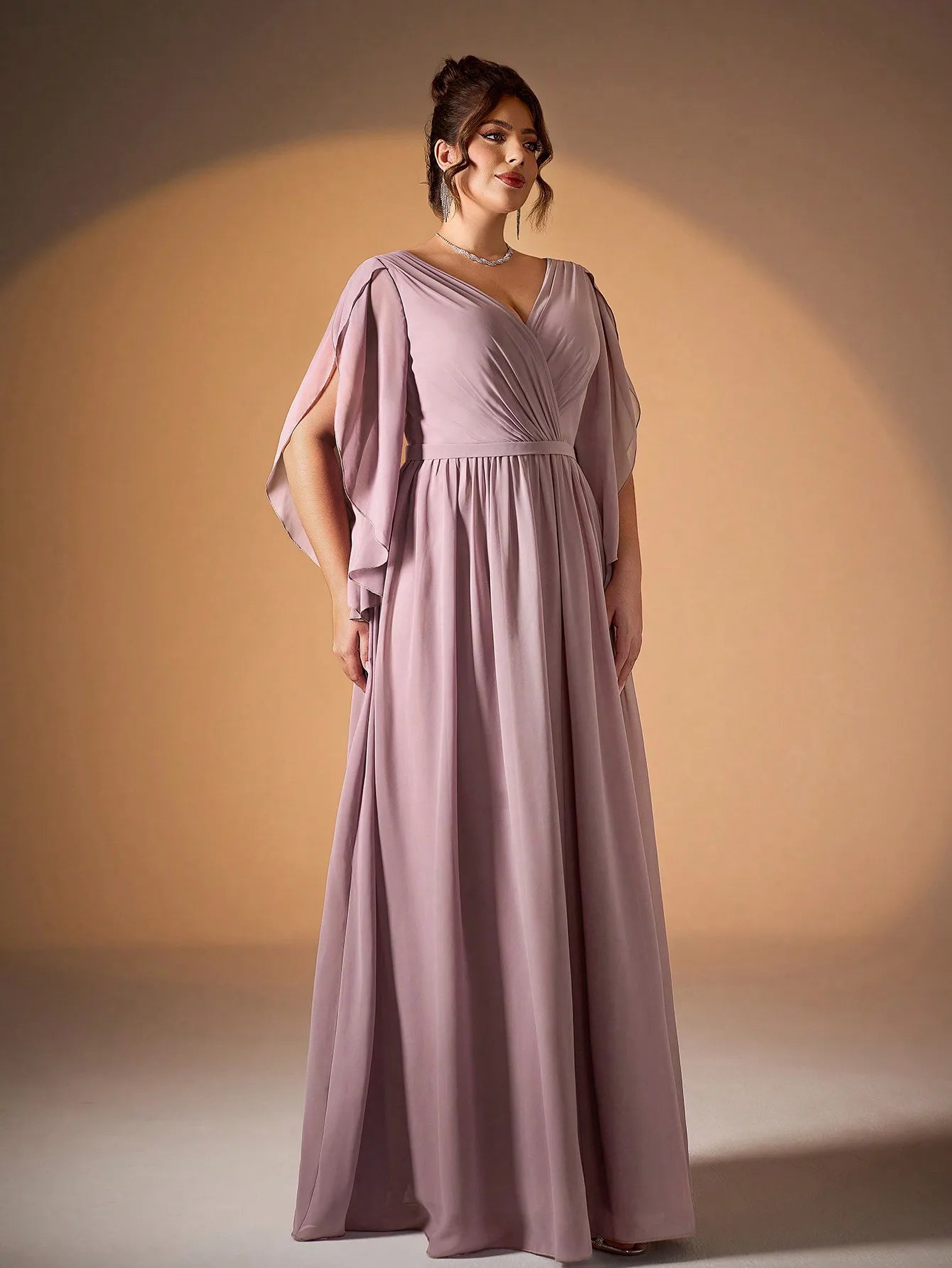 Robe demoiselle d'honneur grande taille rose poudré