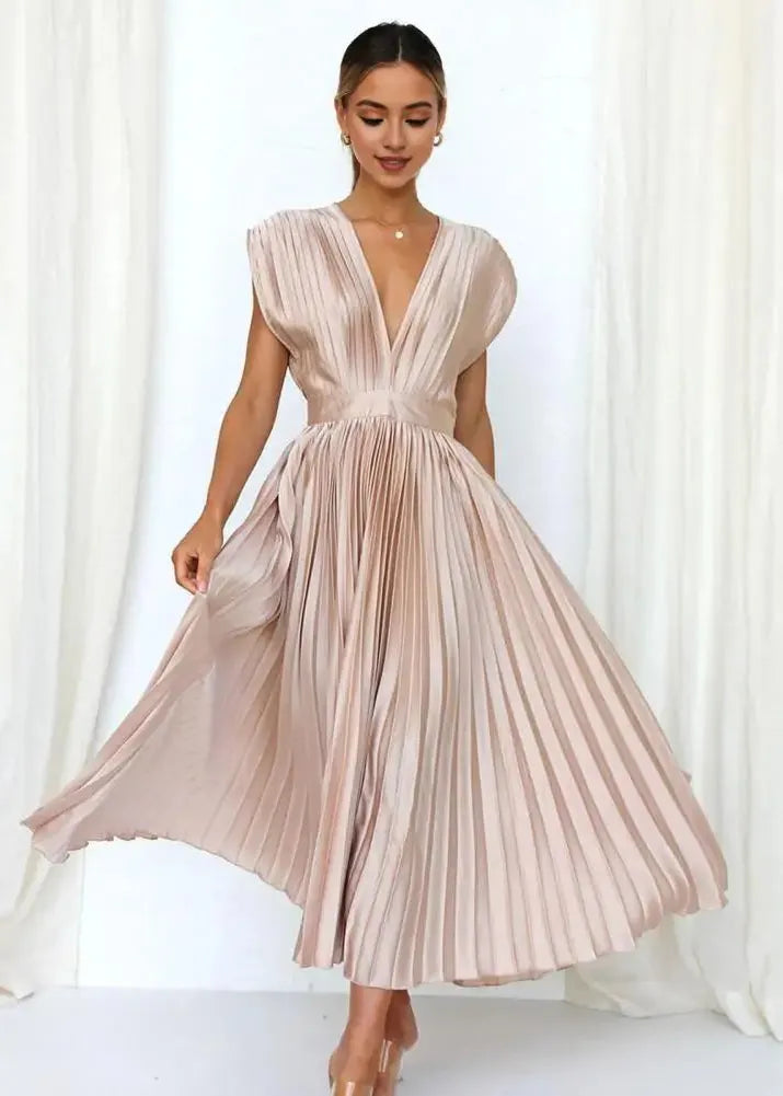 Robe demoiselles d'honneur plissé champagne