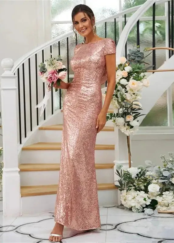 Robe cérémonie rose à paillettes