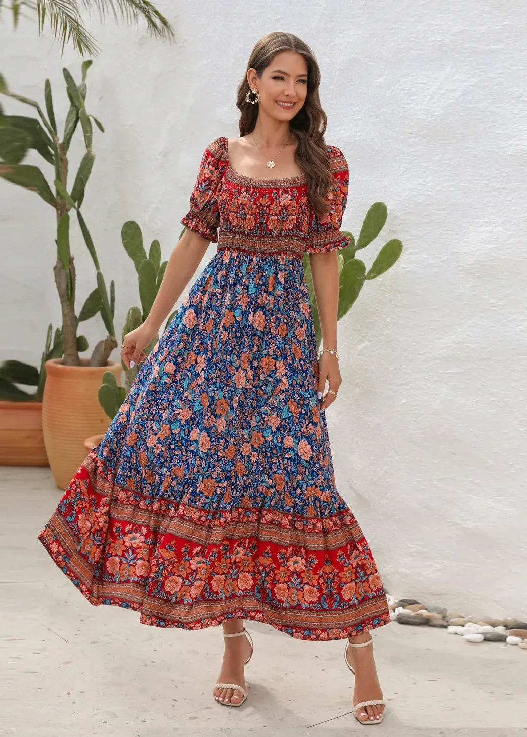 Robe longue fleurie bohème