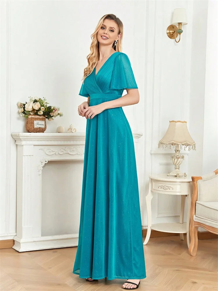 Robe cérémonie bleu cyan