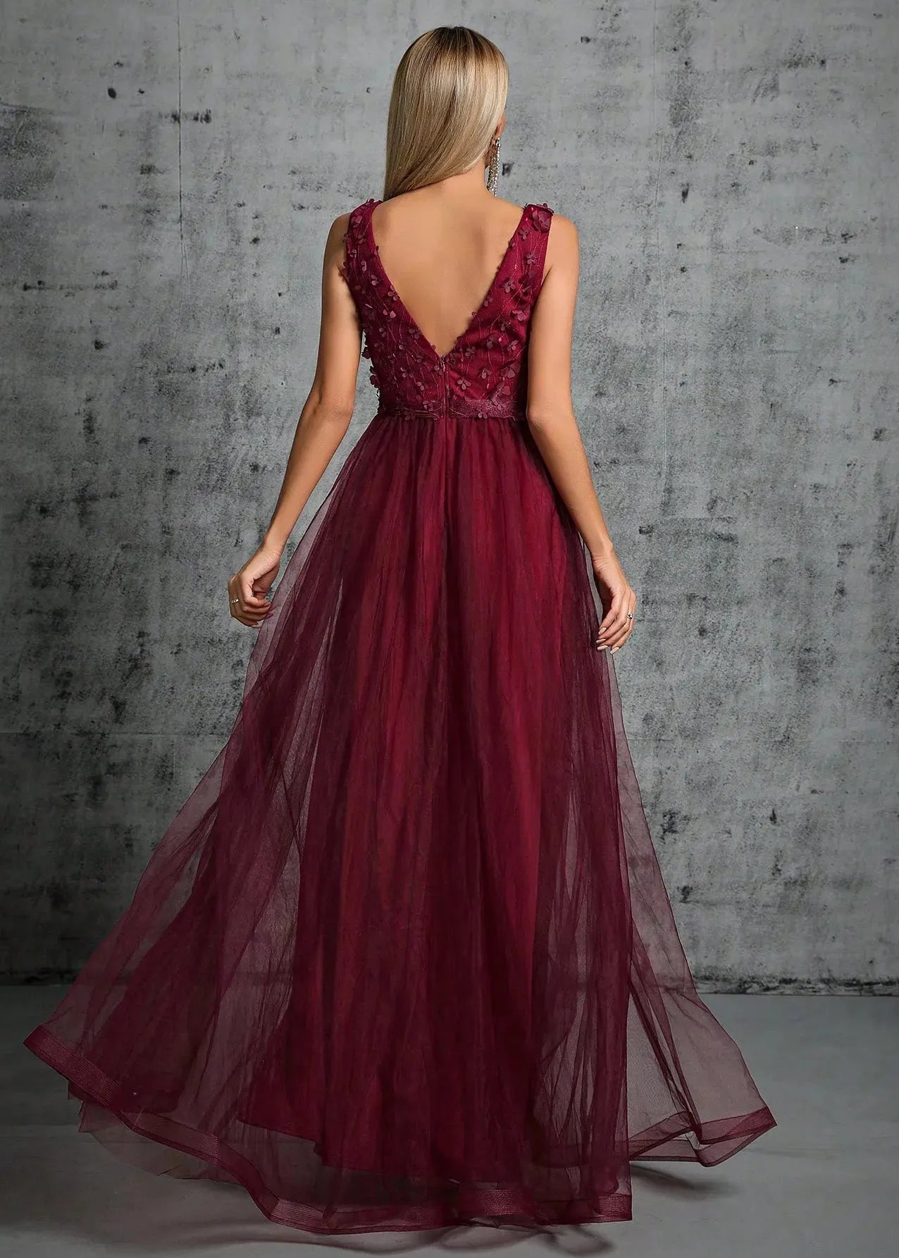 Robe de bal bordeaux tulle