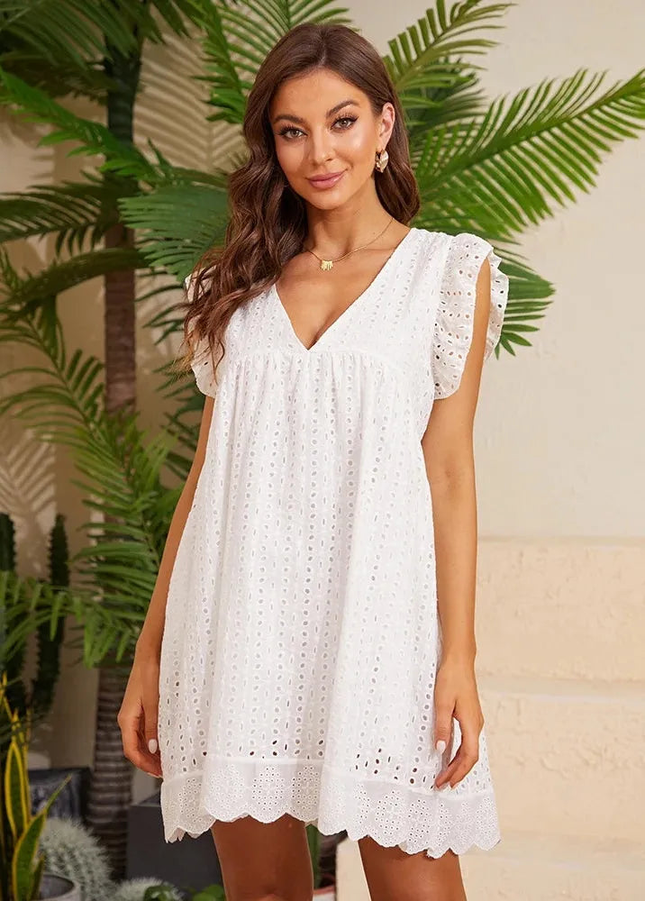 Robe trapeze courte blanche