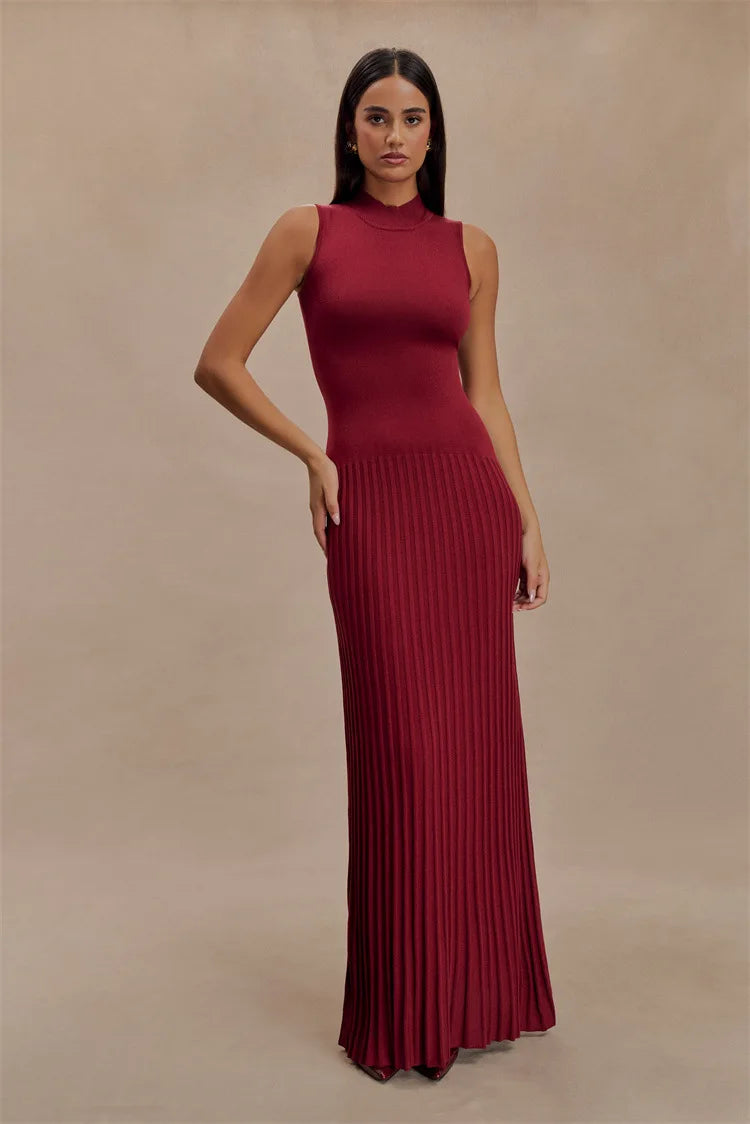 Robe longue sans manche bordeaux