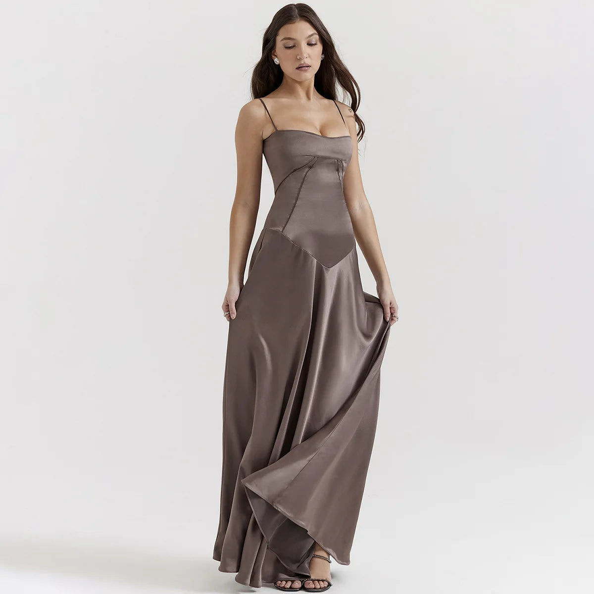 Robe longue taupe