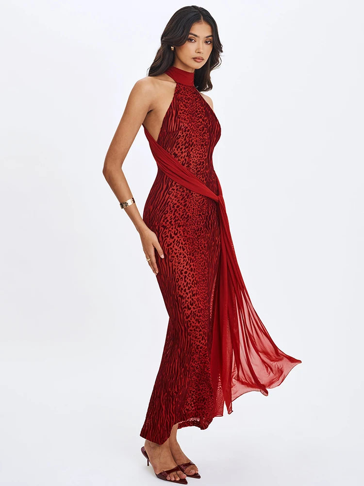 Robe imprimé léopard rouge