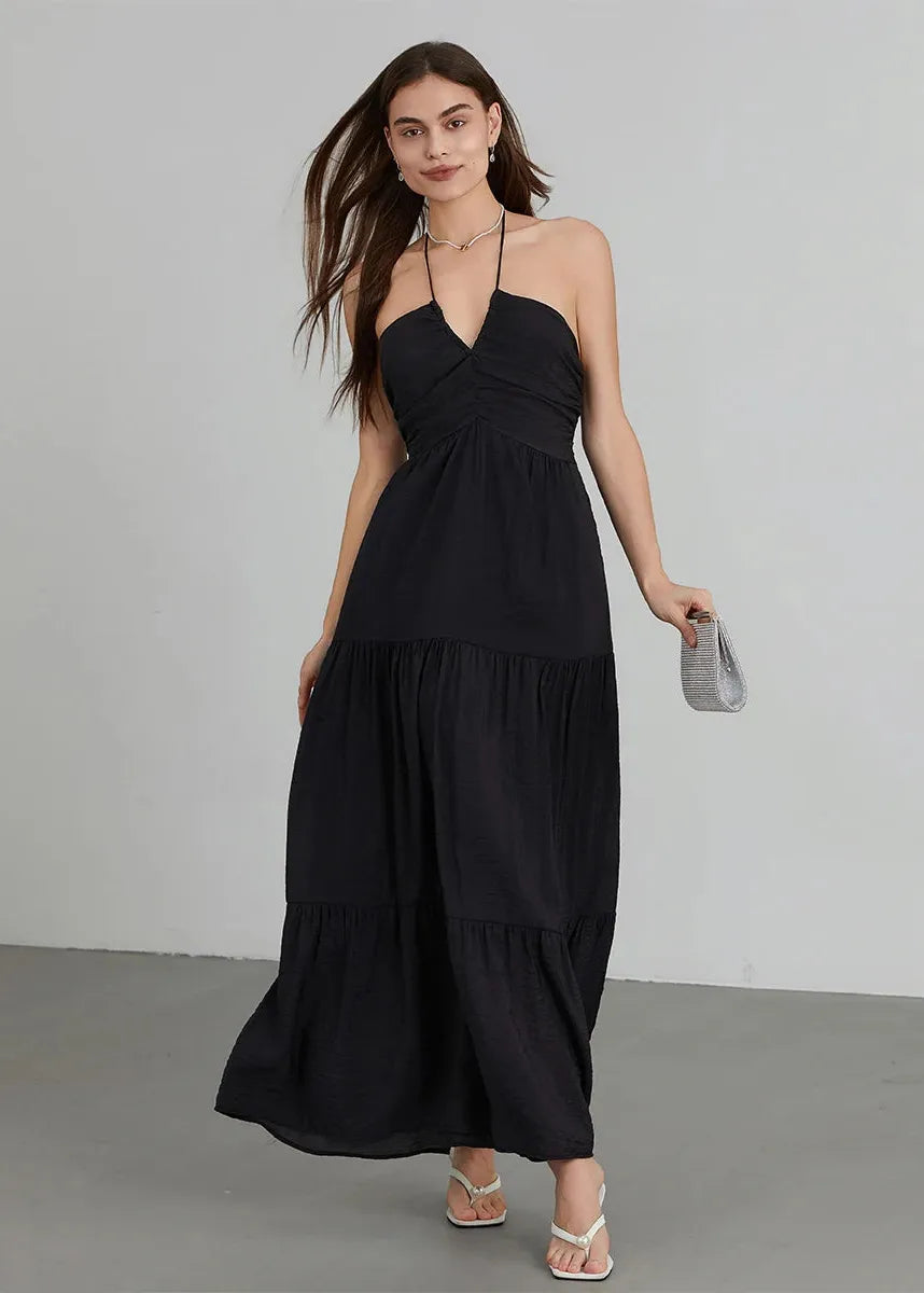 robe longue noire fluide