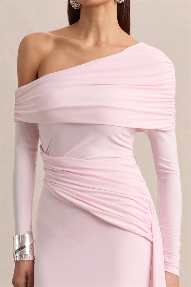 Robe asymétrique rose