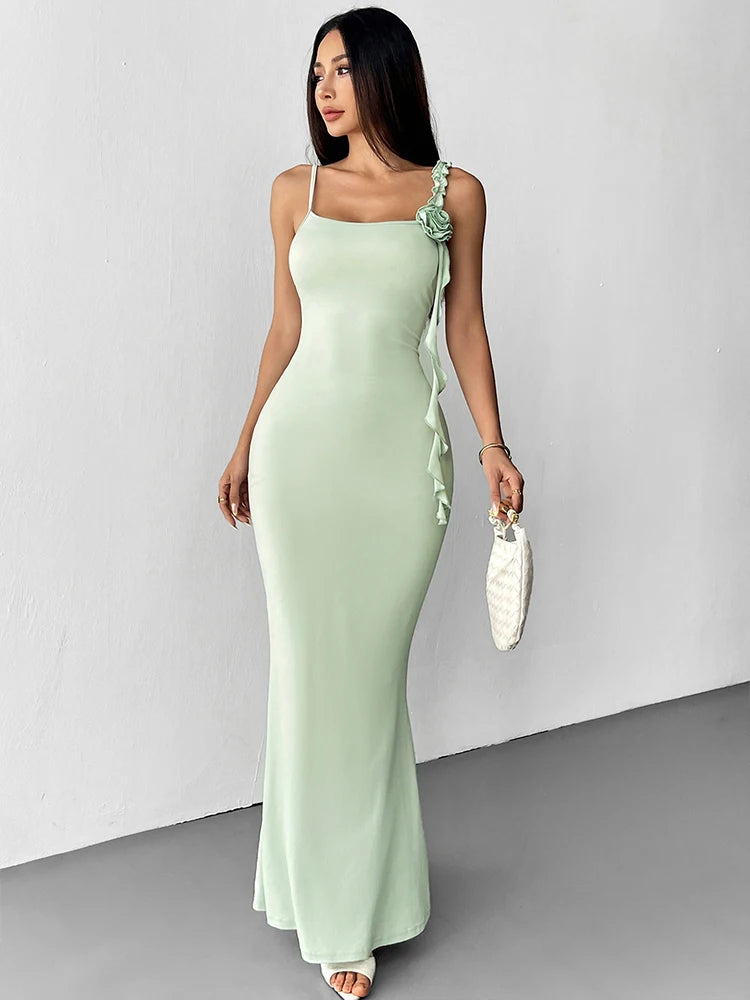 Robe vert sauge longue