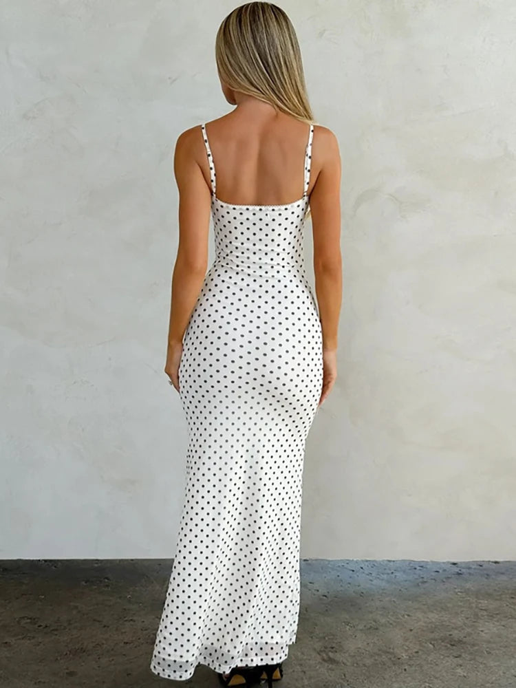 Robe pois blanche à bretelle