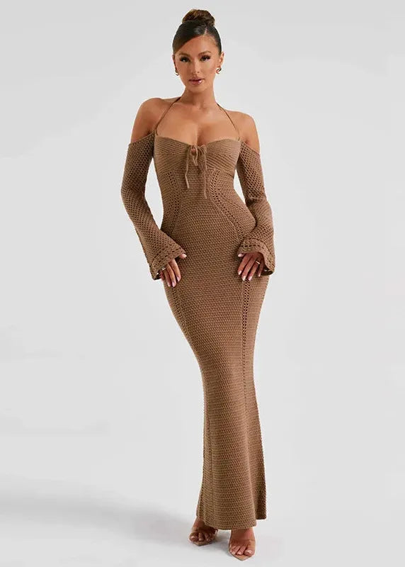 Robe maille marron