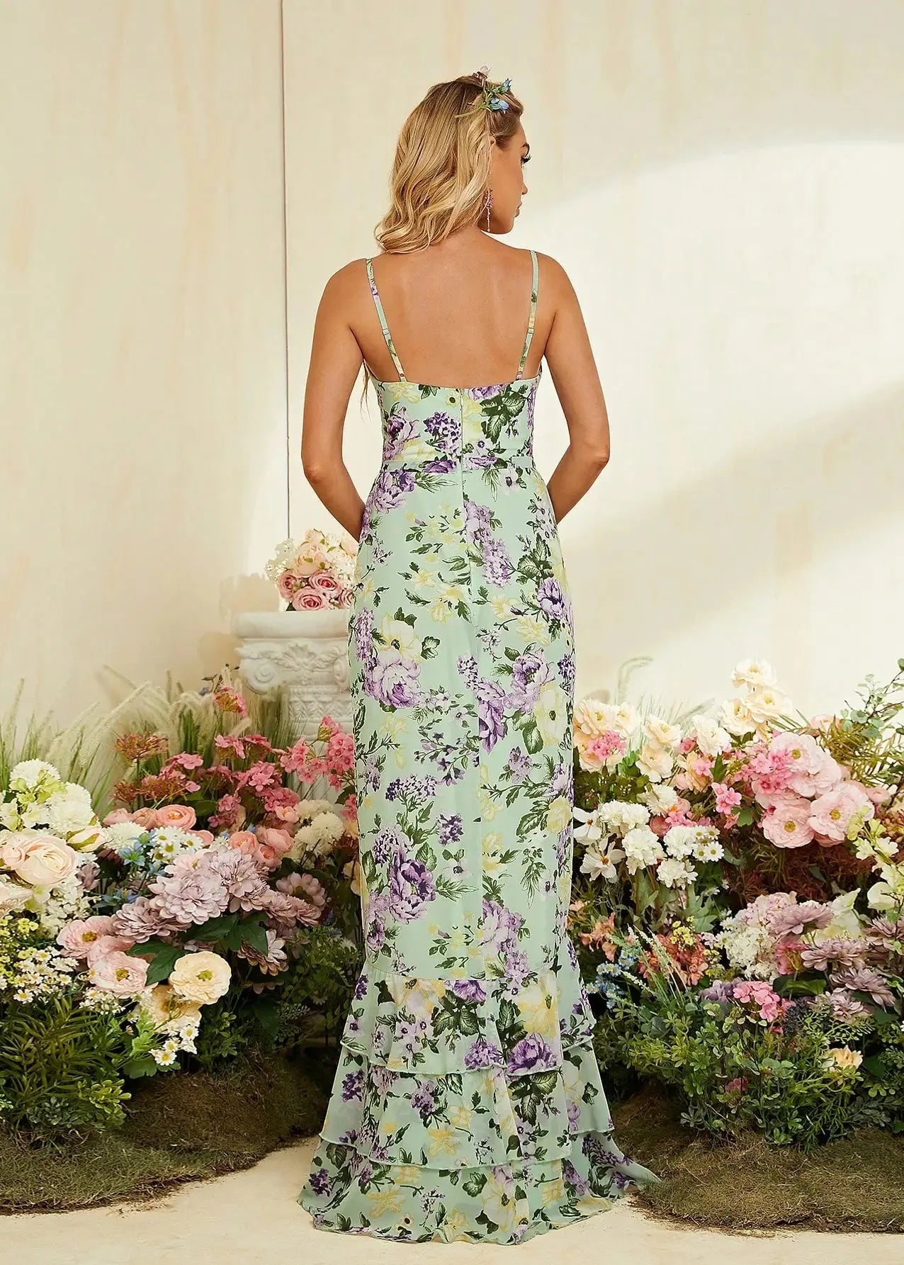 Robe demoiselle d'honneur sirene fleurie