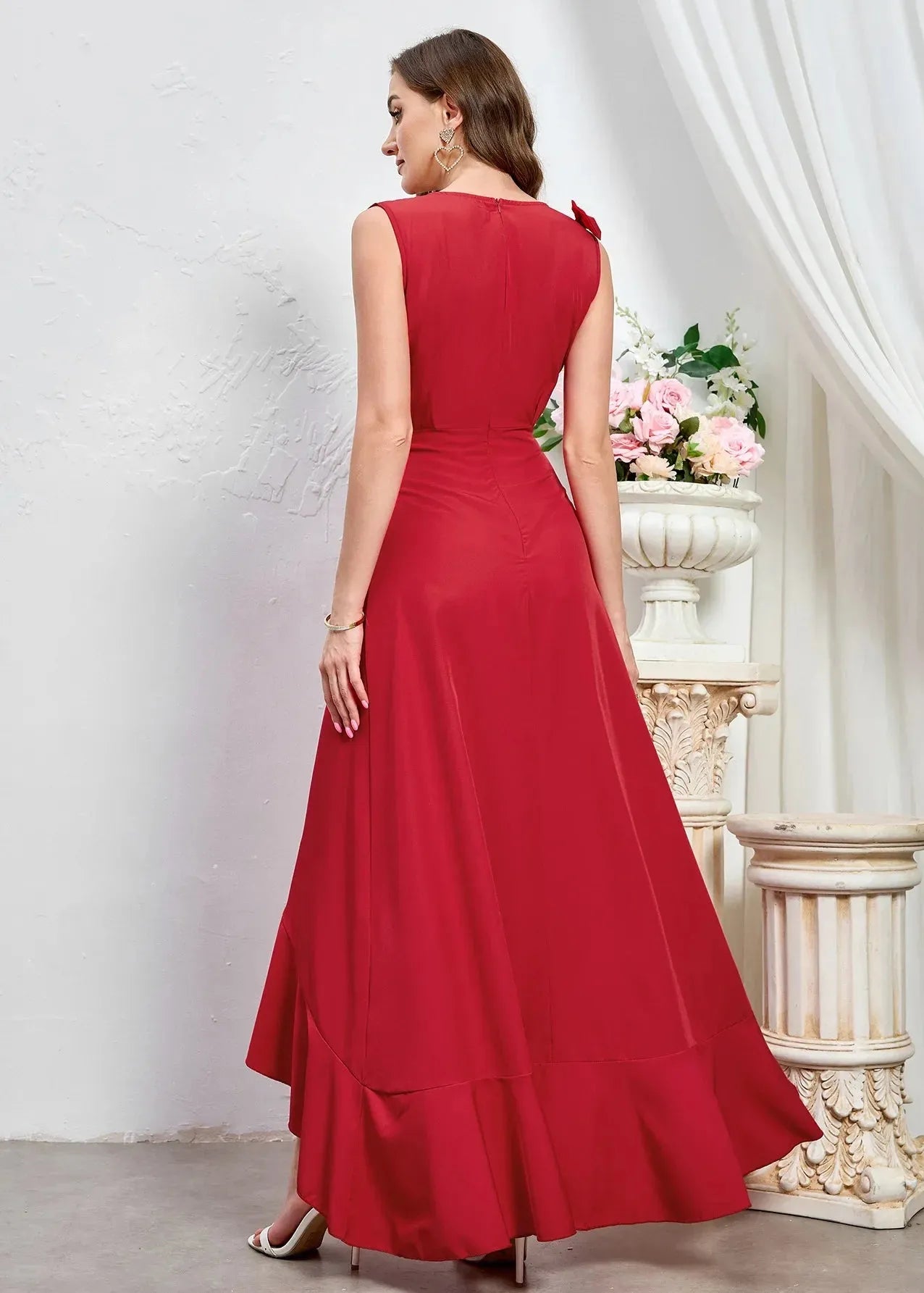 Robe longue portefeuille rouge