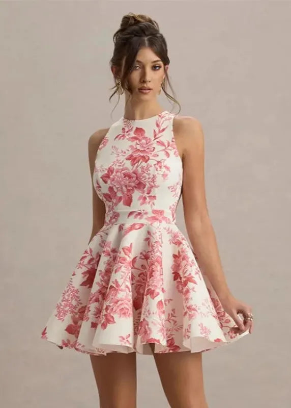 Robe patineuse fleurie courte
