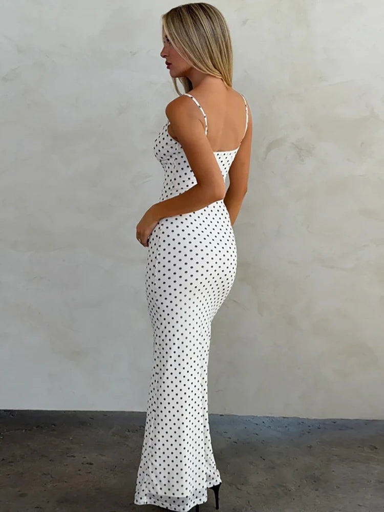Robe pois blanche à bretelle