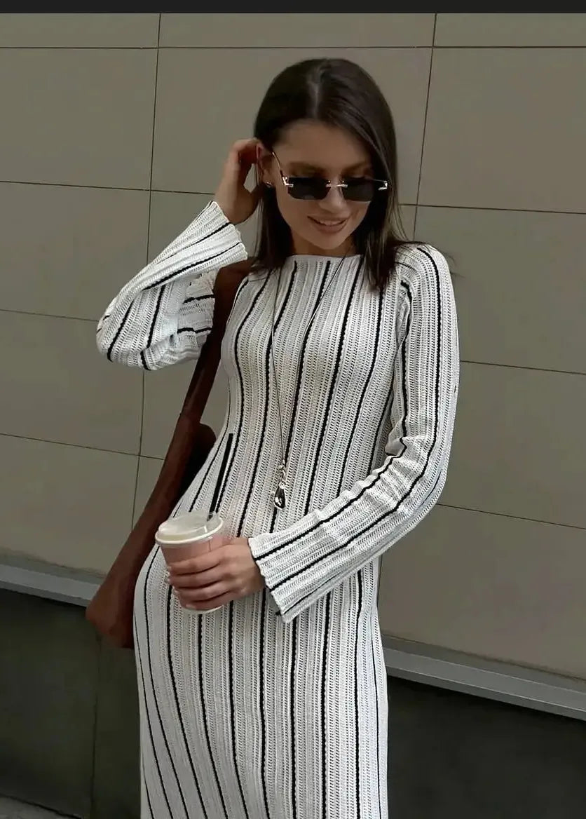 Robe maille rayée