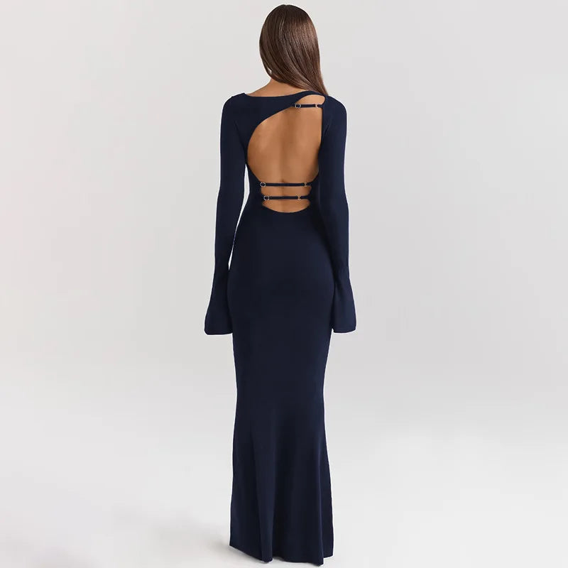 Robe bleu marine manche longue