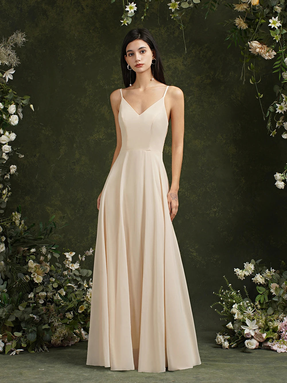 Robe longue beige pour mariage