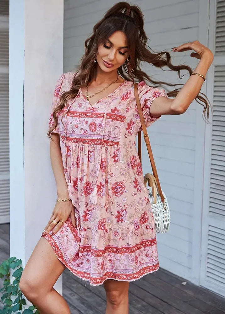 Robe boheme chic rose